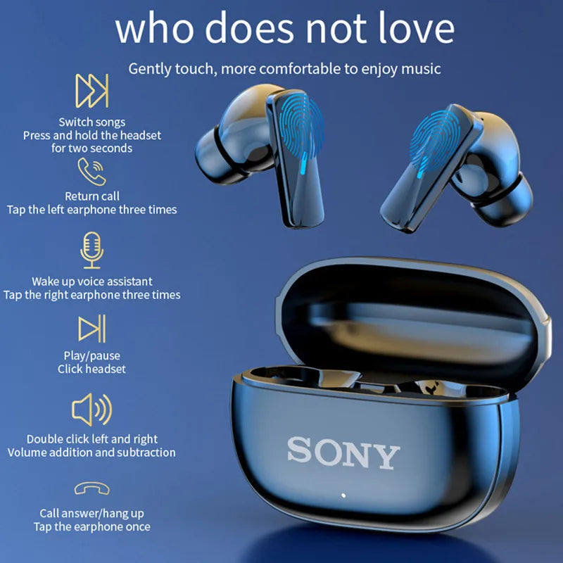 Auriculares y audífonos Sony True Wireless Bluetooth® con tapones para los oídos, impermeables, para fitness, movimiento, música, con tapa abatible.