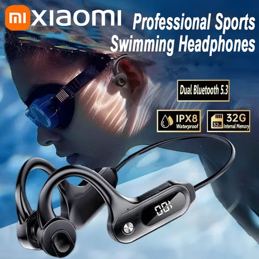 Xiaomi Swimming Bone Conduction Bluetooth 5.3 Headphones Double 32G Memory Earless IPX8 Waterproof Air Conduction Headphones Hot