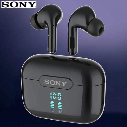 SONY, Auriculares inalámbricos Sony TWS con logotipo, intraauriculares con tapa abatible, pantalla de batería, auriculares Bluetooth para música y micrófono