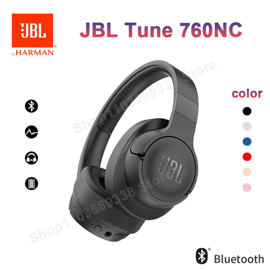 Auriculares inalámbricos supraaurales JBL Tune 760NC oficiales con cancelación activa de ruido, auriculares deportivos para juegos JBL T760NC con micrófono