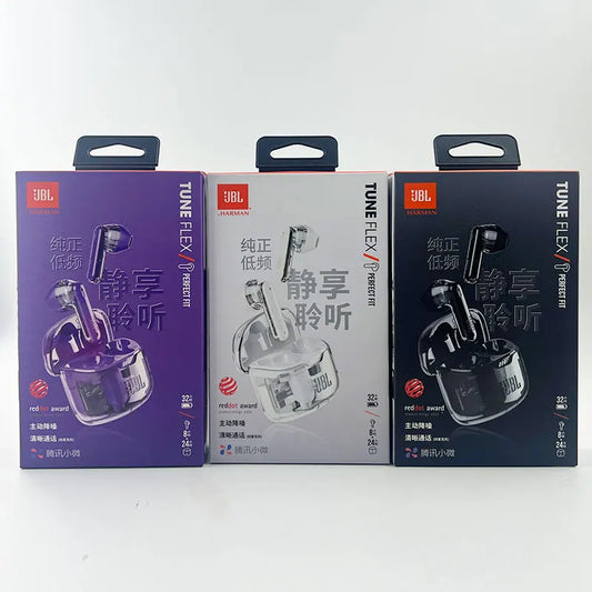 Auriculares inalámbricos JBL TUNE FLEX 100% originales, unidad de controlador de 12 mm, Bluetooth 5.2, translúcidos, IPX4, auriculares Bluetooth