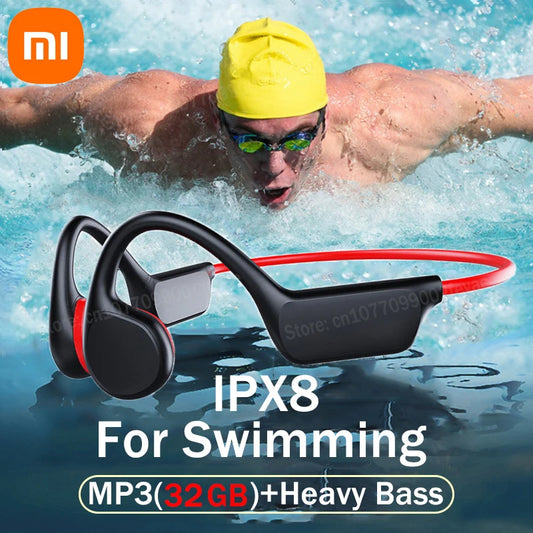 Auriculares de conducción ósea Xiaomi IPX8 MP3 32 GB Bluetooth 5.3, auriculares inalámbricos para natación con micrófono, resistentes al agua, para ejercicio y fitness.